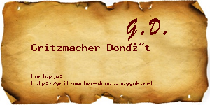 Gritzmacher Donát névjegykártya